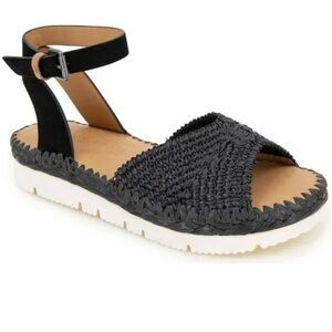 Gentle Souls Lucille Raffia Platform Sandals Flat, Sz 7